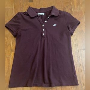 Maroon, Aeropostale, size medium, tight fitting collared tee.